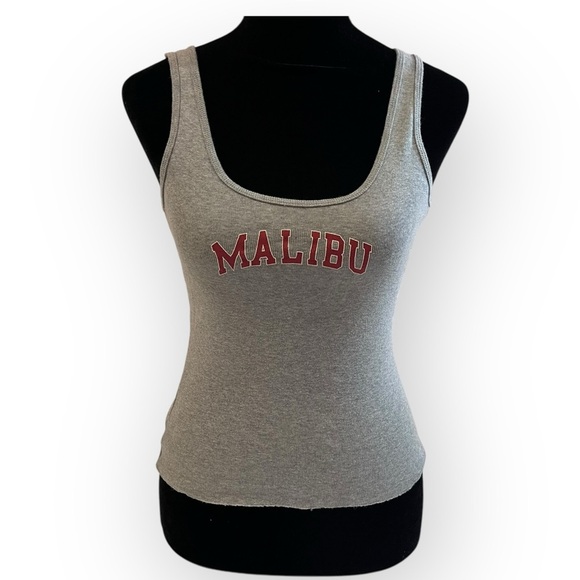 brandy melville gray and red malibu graphic tank top size small - Picture 2 of 8